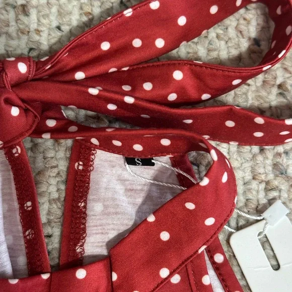 New With Tags Red Polka Dot Halter Maxi Dress - Picture 5 of 8